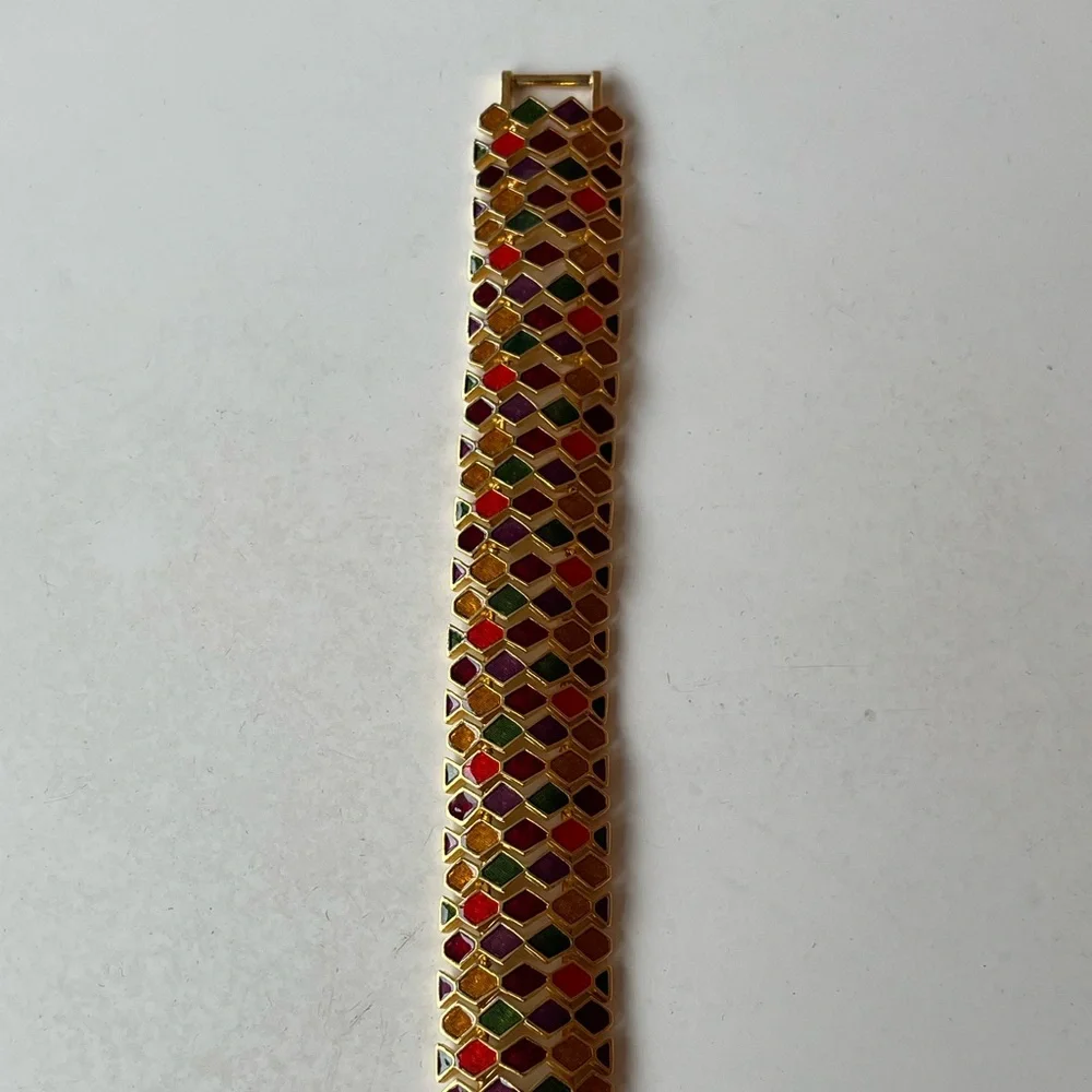 Rare Vintage Joan Rivers Signed Multicolor Enamel Bracelet - Picture 7 of 7